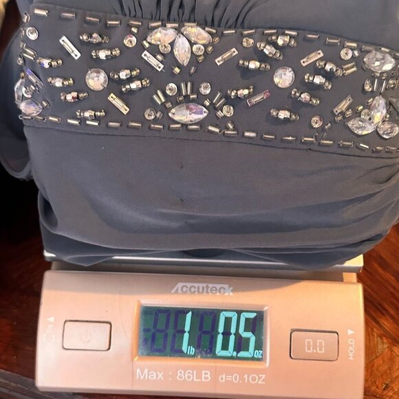 Bee Darlin Grey Beaded Dress Rhinestone Formal Cocktail party prom y2k 90s retro - Picture 12 of 14